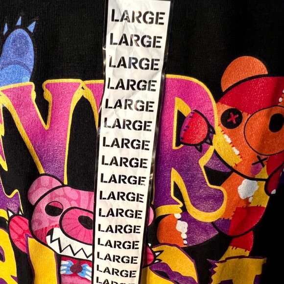 NWT Deddy Bears 100% Cotton Black w Psychadelic Graphic Print Tee T-Shirt SZ Lrg - Picture 3 of 4